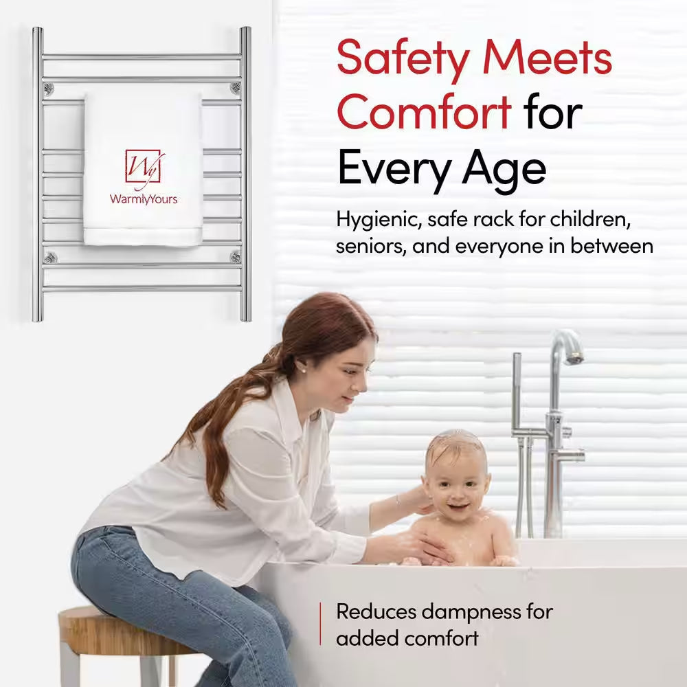 Infinity 10-Bars Plug-In & Hardwire 120 V 32 in . Towel Warmer in Polished Stainless Steel