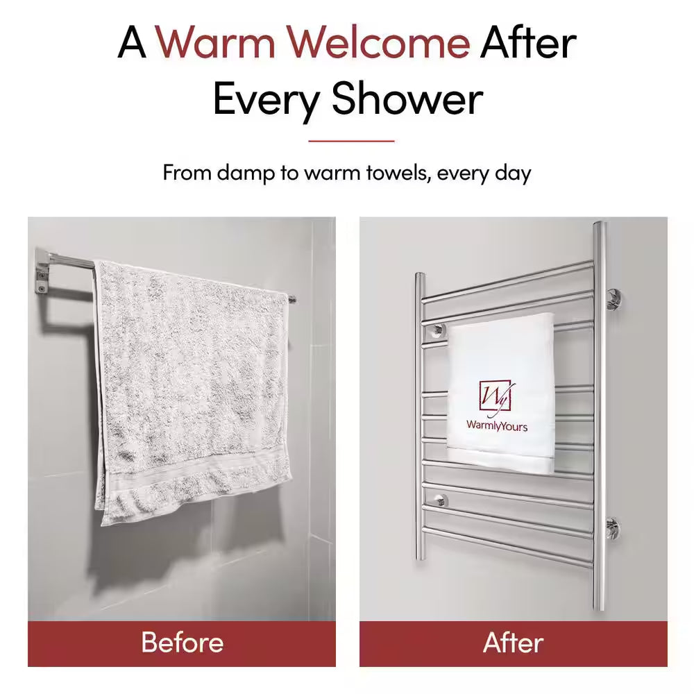 Infinity 10-Bars Plug-In & Hardwire 120 V 32 in . Towel Warmer in Polished Stainless Steel
