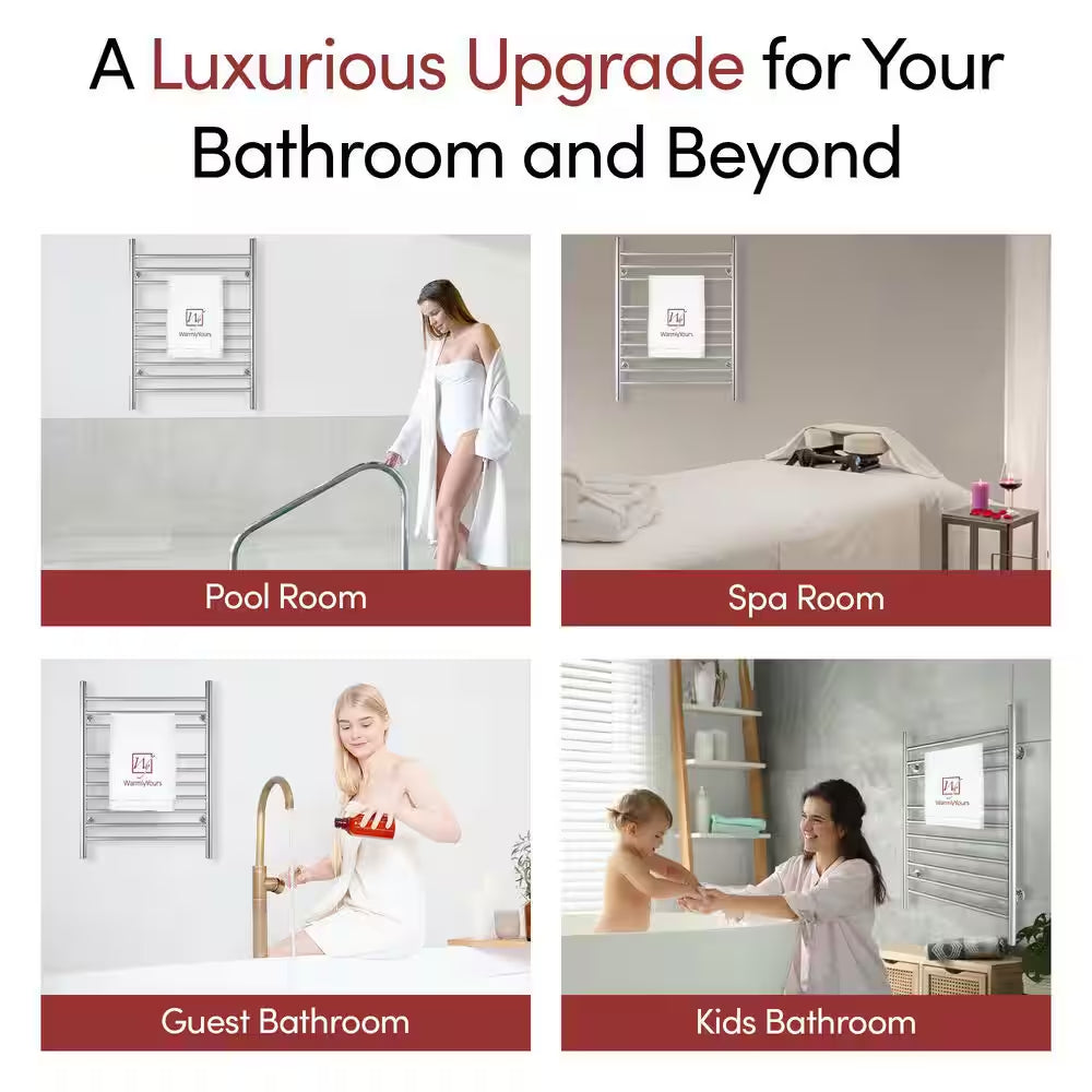 Infinity 10-Bars Plug-In & Hardwire 120 V 32 in . Towel Warmer in Polished Stainless Steel