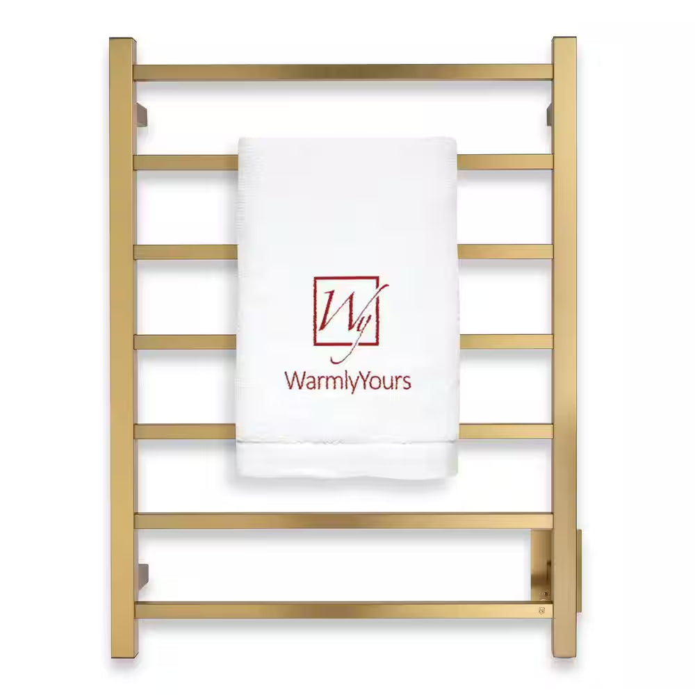 7-Bar Tahoe Towel Warmer, Hardwired, Gold Stainless Steel